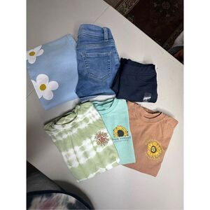 Mixed Brands Youth Girls T-shirt Jeans Jeggings 6pc Set Of Clothes Small-Medium